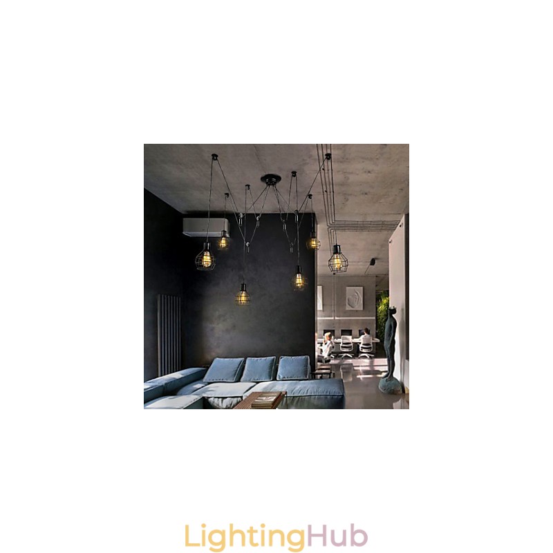 6 Lights Country Designers Metal Pendant Light