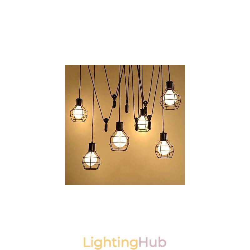 6 Lights Country Designers Metal Pendant Light