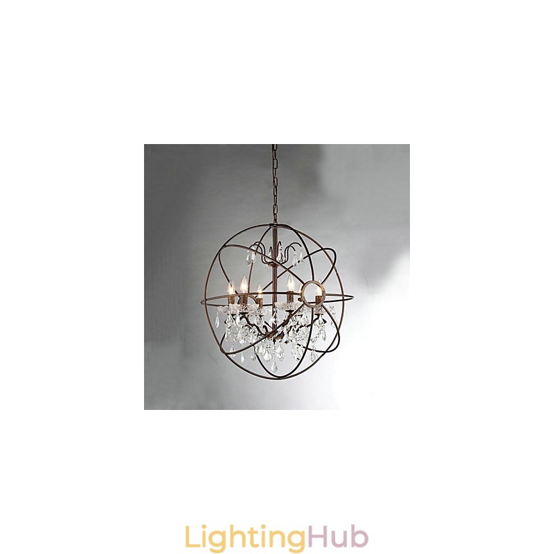 Vintage Crystal Painting Metal Chandelier