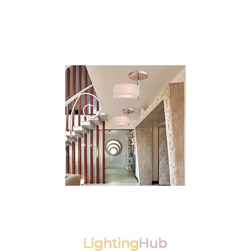 Modern Contemporary Mini Style Chrome Metal Chandelier Flush Mount Garage