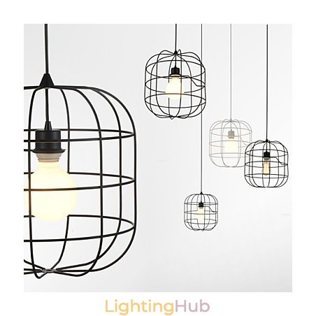 Mini Artistic Birdcage Pendant Lamp 1 Light Mordern Simplicity Finish Black White Metal Carbon Steel Droplight Mini Artistic Birdcage Pendant Lamp 1 Light Mordern Simplicity Finish Black White Metal Carbon Steel Droplight