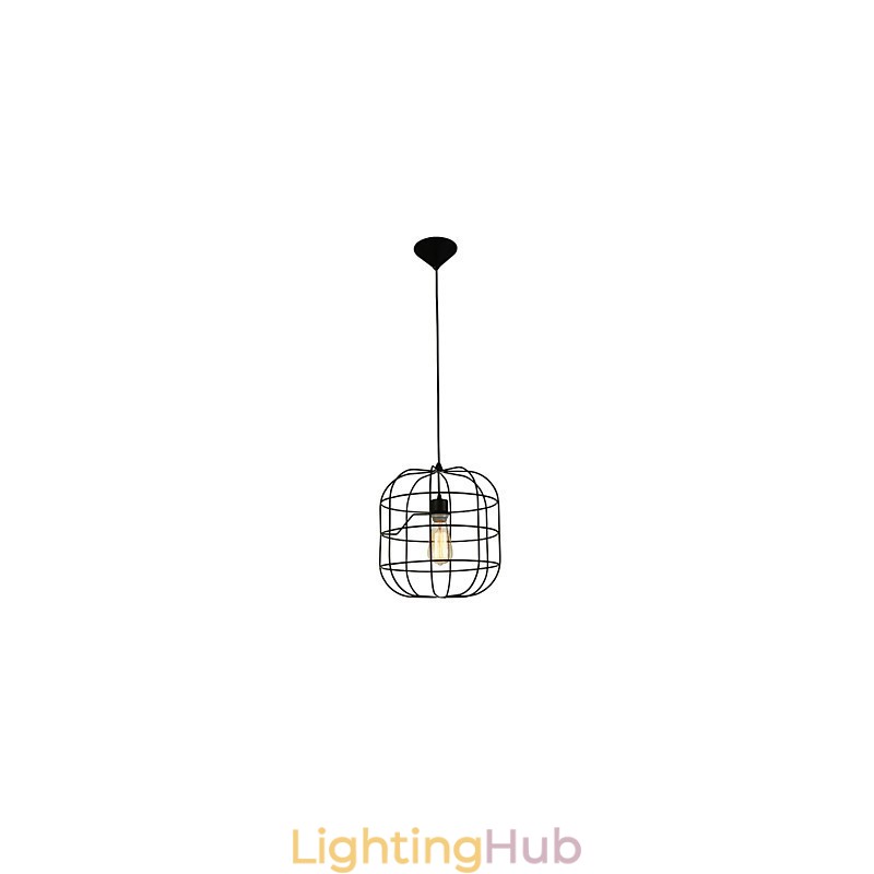Mini Artistic Birdcage Pendant Lamp 1 Light Mordern Simplicity Finish Black White Metal Carbon Steel Droplight