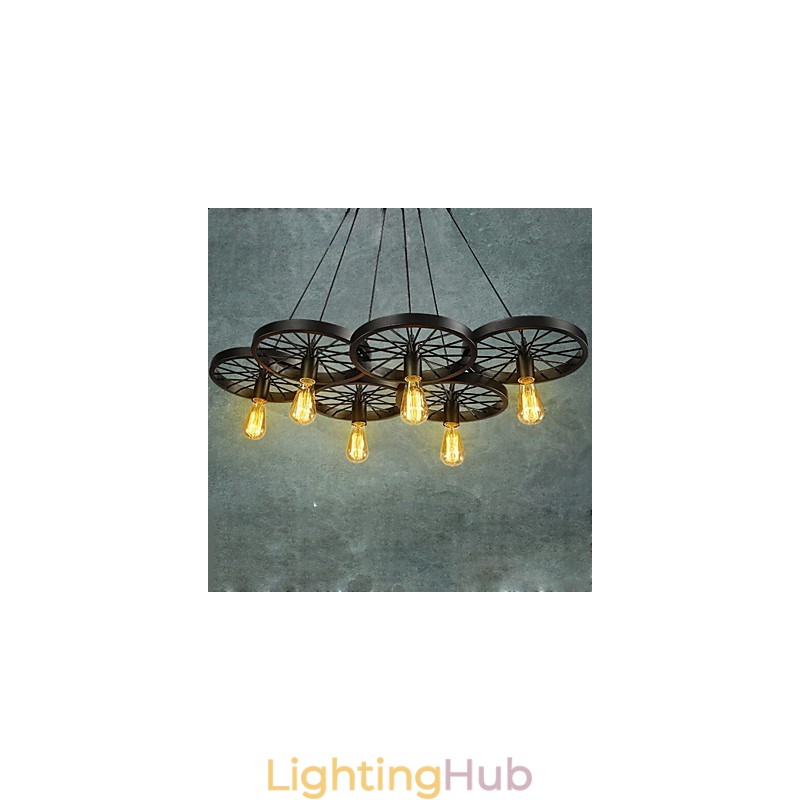 Loft Pendant Light Wheel Chandelier Rustic Vintage Retro Country Dining Metal+Painting