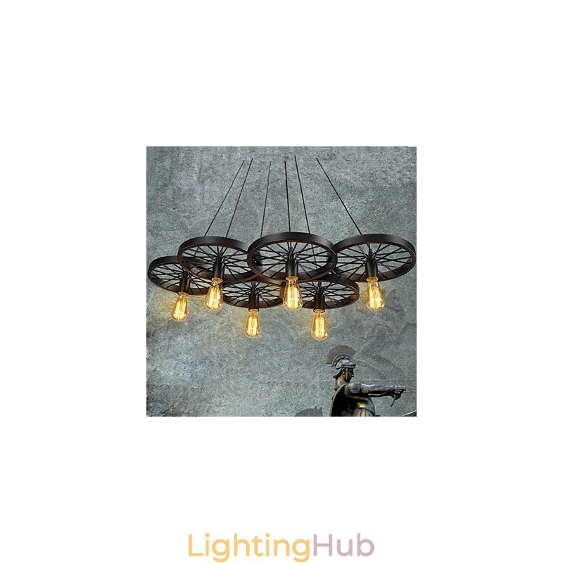 Loft Pendant Light Wheel Chandelier Rustic Vintage Retro Country Dining Metal+Painting