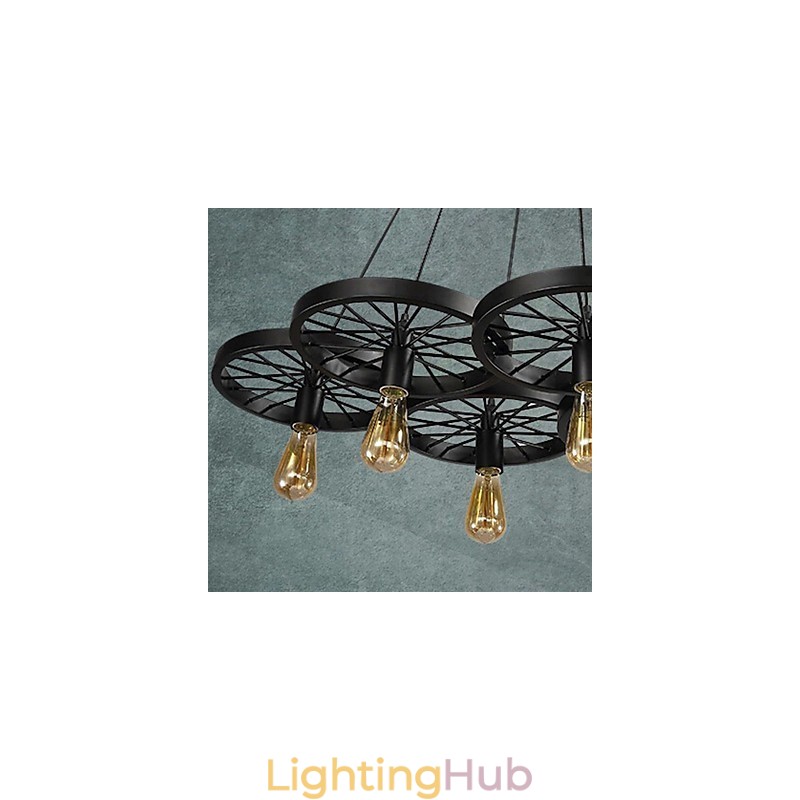 Loft Pendant Light Wheel Chandelier Rustic Vintage Retro Country Dining Metal+Painting