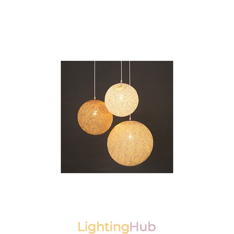 Contemporary And Contracted Spherical Cany Art Lamp Hemp Ball Pendant Lamp Light