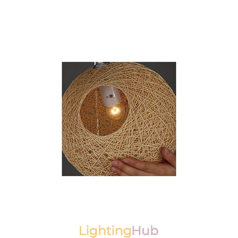 Contemporary And Contracted Spherical Cany Art Lamp Hemp Ball Pendant Lamp Light