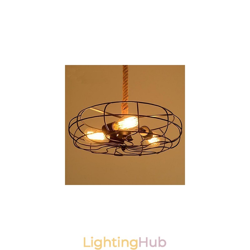 Vintage American Lron Rope Creative Industrial Fan Chandelier