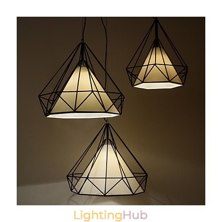 Diamond Mini Pendant Lamp 1 Light Modern Simplicity Black & White Finished Carbon Steel Cloth Droplight Diamond Mini Pendant Lamp 1 Light Modern Simplicity Black & White Finished Carbon Steel Cloth Droplight
