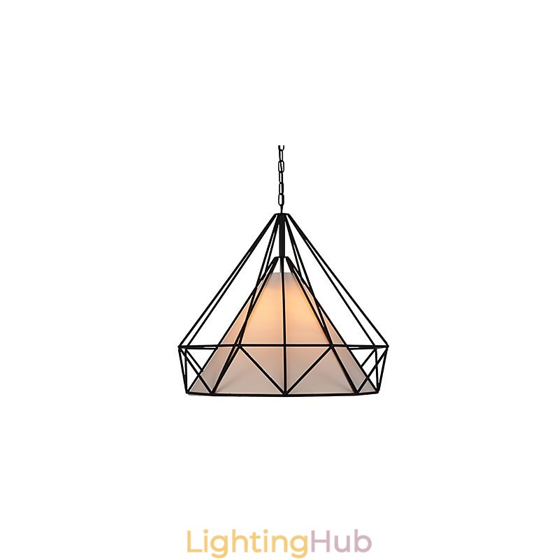 Diamond Mini Pendant Lamp 1 Light Modern Simplicity Black & White Finished Carbon Steel Cloth Droplight
