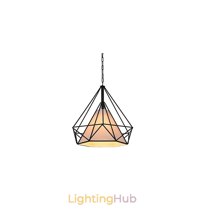 Diamond Mini Pendant Lamp 1 Light Modern Simplicity Black & White Finished Carbon Steel Cloth Droplight