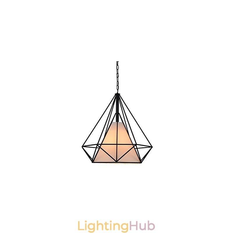 Diamond Mini Pendant Lamp 1 Light Modern Simplicity Black & White Finished Carbon Steel Cloth Droplight