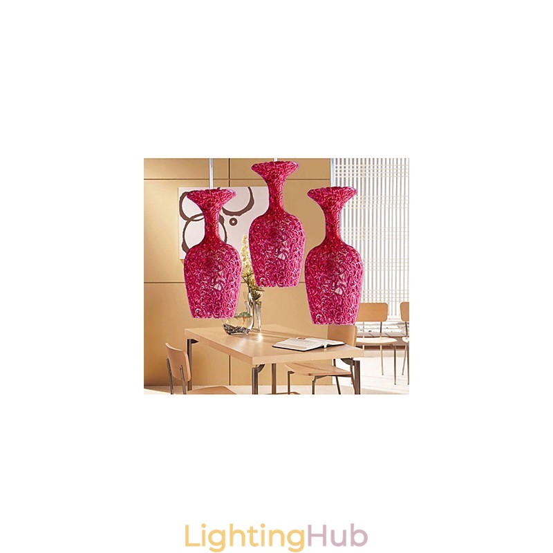 Woven Aluminum Chandelier With Three Head Lamp Apple