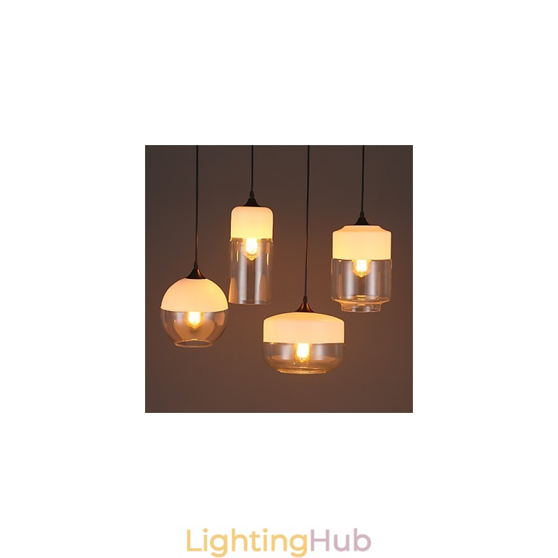 The Nordic Creative Stair Shop'S Art Wrought Iron Glass Chandelier Lamp