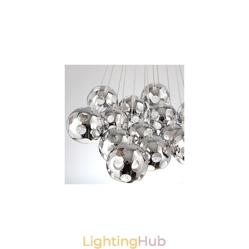 Modern Contemporary Globe Chrome Metal Pendant Light