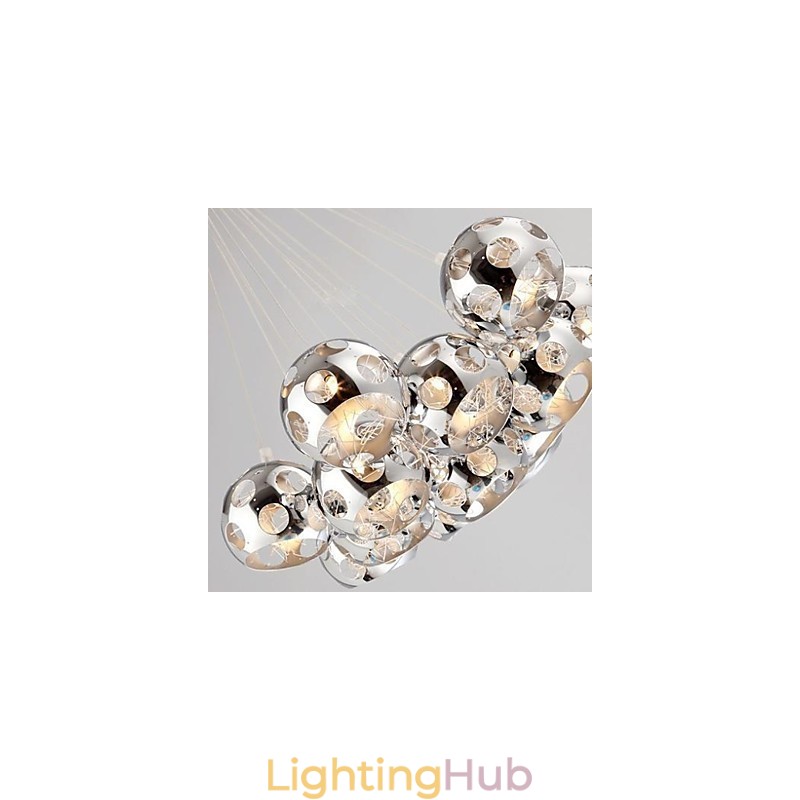Modern Contemporary Globe Chrome Metal Pendant Light