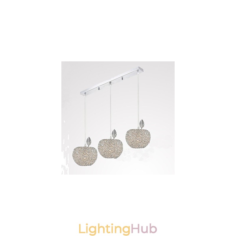 Woven Aluminum Chandelier With Three Head Lamp Apple