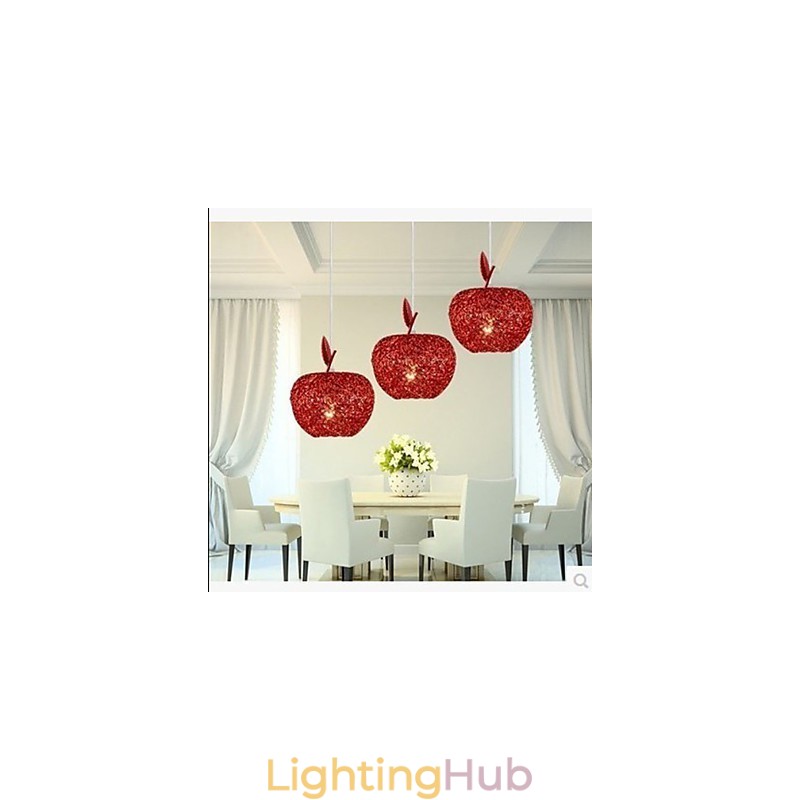 Woven Aluminum Chandelier With Three Head Lamp Apple