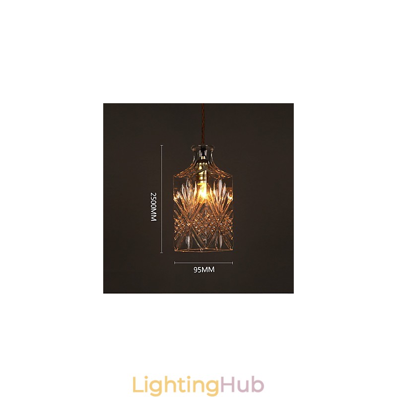 Romantic Bottle Creative Carved Art Glass Chandelier Light Pendant Light