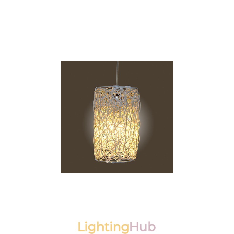 Modern Rural Cany Art Woven Rattan Single Head Droplight Lamp