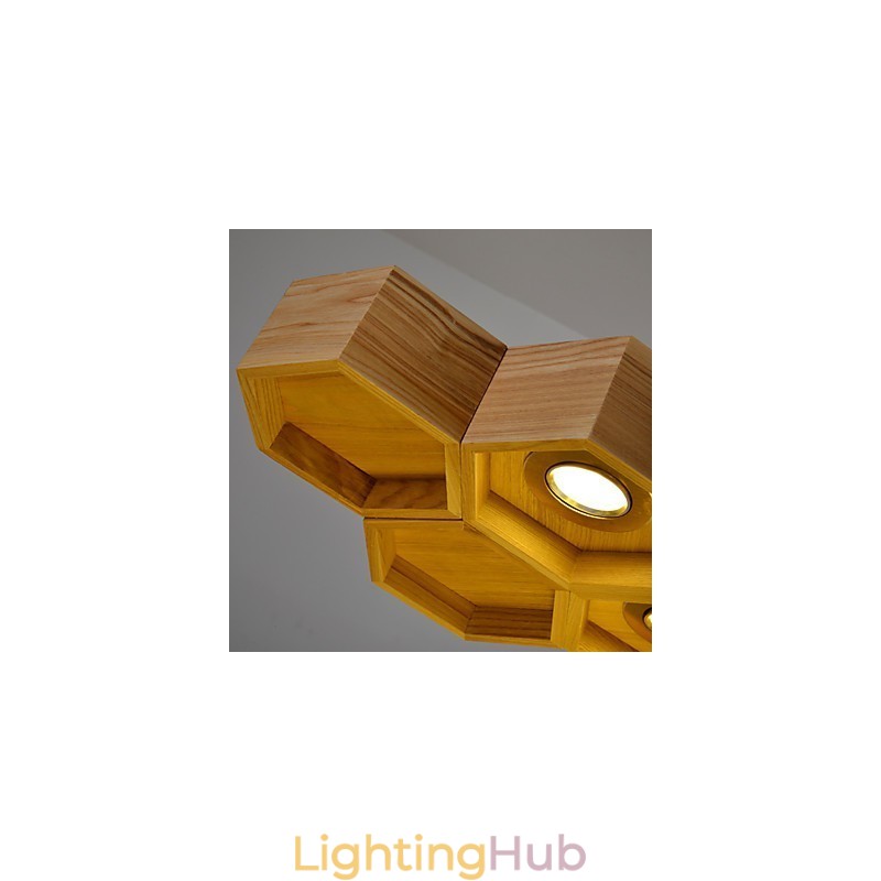 Designer Art Individuality Chandelier Simple Honeycomb Wood Lamps