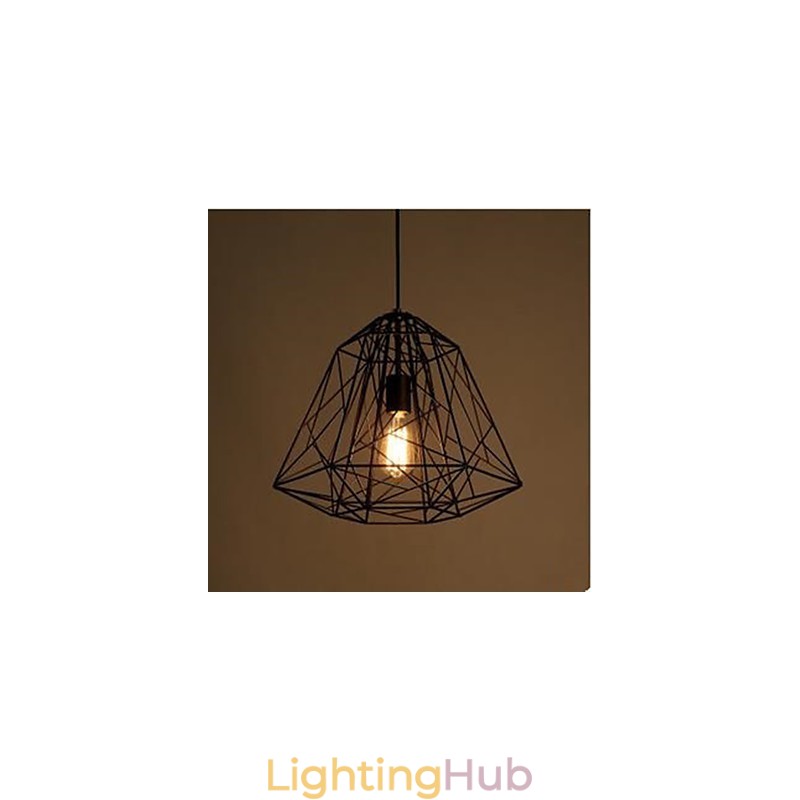 Retro Little Sitting Wrought Iron Diamond Pendant Lamp