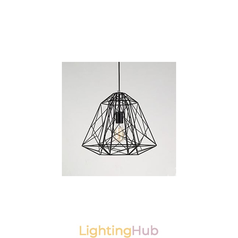 Retro Little Sitting Wrought Iron Diamond Pendant Lamp
